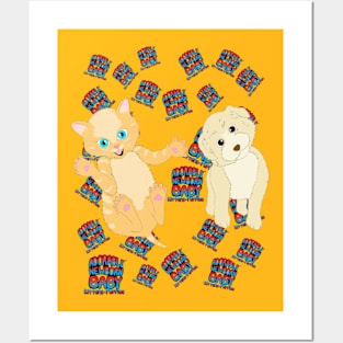 ADORABLE NEWBORN BABY KITTENS & PUPPIES Posters and Art